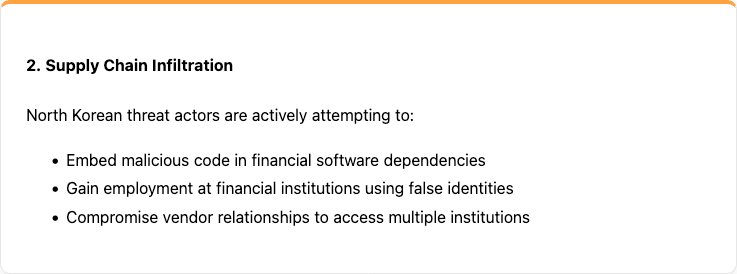 Supply chain infiltration by North Korean threat actors